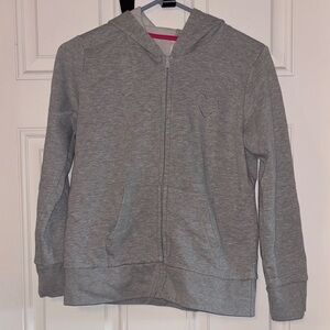 Girls' Grey Zip Hoodie with Heart Detail
